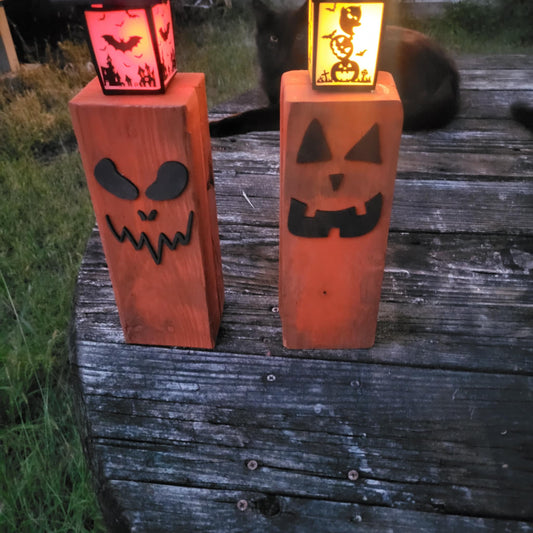 Lighted Wood Jack o'Lantern