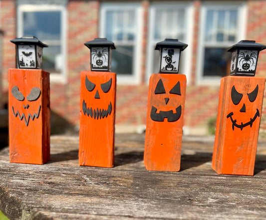 Lighted Wood Jack o'Lantern