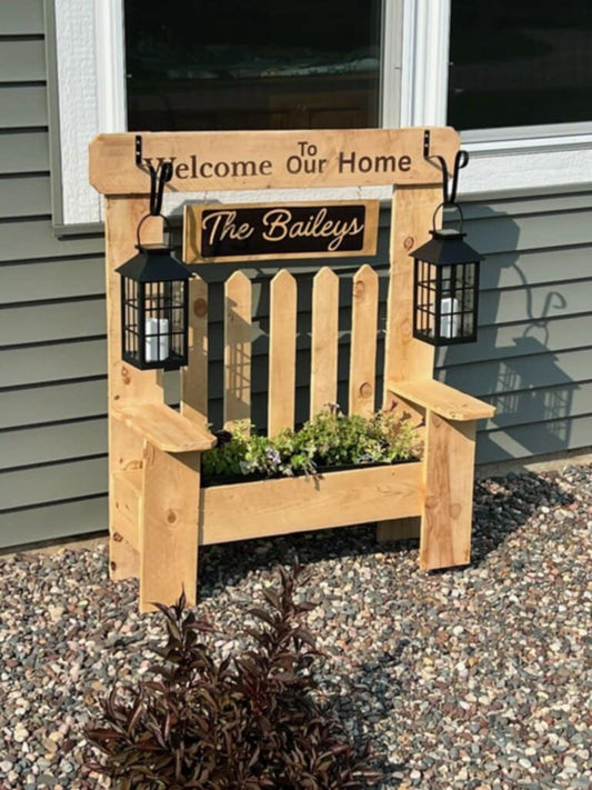Personalized Cedar Faux Bench Planter