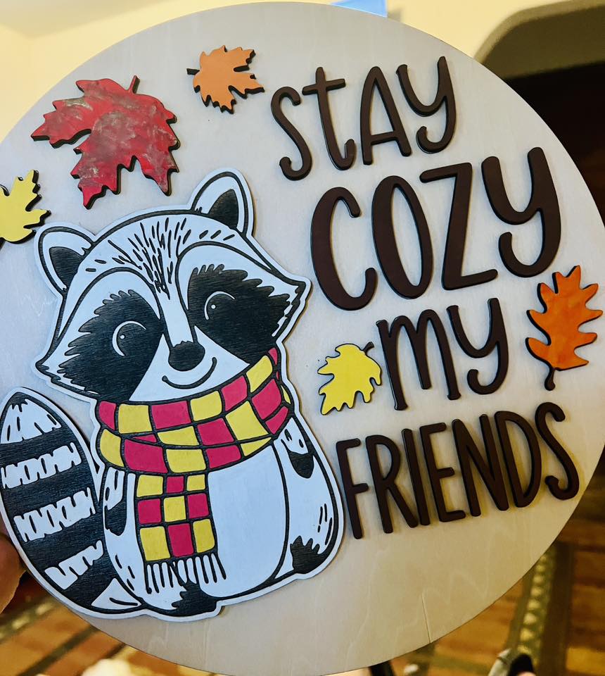 Stay Cozy Wooden Door Sign
